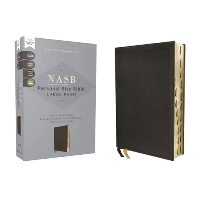 Abbildung von Nasb, Personal Size Bible, Large Print, Genuine Leather, Calfskin, Black, Red Letter, 1995 Text, Thumb Indexed, Comfort Print: ... Print