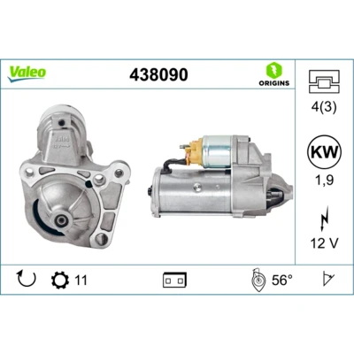 Abbildung von VALEO NEW ORIGINAL PART 438090 Anlasser 12 1,9 11 RENAULT: TRAFIC 2 Kasten, Bus, MASTER OPEL: Vivaro A Combi, Kastenwagen