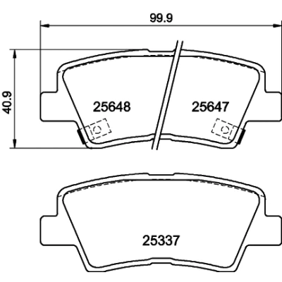 Abbildung von HELLA 8DB 355 020 371 Bremsbelagsatz mit akustischer Verschleißwarnung SSANGYONG: Tivoli SUV, XLV Korando IV KIA: Optima / K5