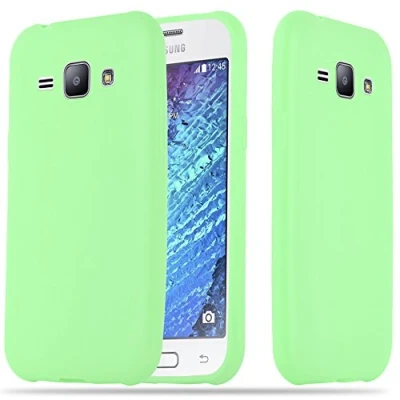 Abbildung von Cadorabo Hülle kompatibel mit Samsung Galaxy J1 2015 Schutzhülle TPU Silikon Case Candy Design Slim Kratzfest Weiche Gummi Rundumschutz für in Grün