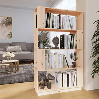 Abbildung von vidaXL Bücherregal Raumteiler Standregal Aktenregal Wandregal Regal Raumtrenner Aufbewahrung Büroregal 80x25x132cm Massivholz Kiefer