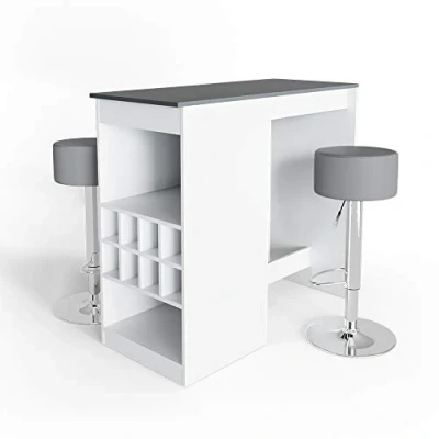 Abbildung von Vicco Bartisch Ross, Weiß/Anthrazit, 115 x 50 cm mit 2 Barhockern