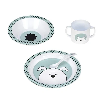Abbildung von LÄSSIG Kindergeschirr Set (Teller, Becher, Schälchen, Löffel) ohne Melamin, BPA frei, für Spülmaschine und Mikrowelle/Dish PP Little Chums Dog