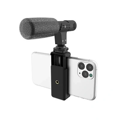 Abbildung von DigiPower Richtmikrofon Shotgun Mikrofon, Smartphone Halterung, Nierencharakteristik, 30 18KHz