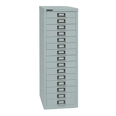 Abbildung von BISLEY MultiDrawer, 39er Serie, DIN A4, 15 Schubladen, Metall, 355 Silber, 38 x 27.9 86 cm