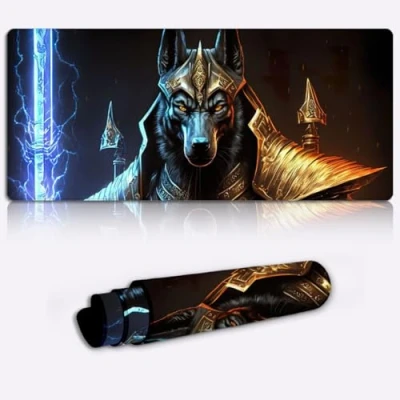 Abbildung von SIBREA Krieger Anubis Mauspad, erweitertes großes Schreib, Mauspad rutschfeste Gummiunterseite, Gaming XL 35 x 60 cm