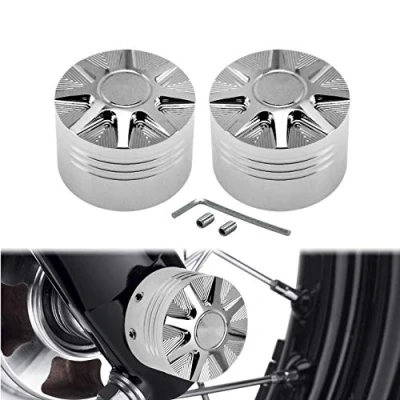 Abbildung von HDBUBALUS Vorderachsmutterkappen Achsenkappen passend für Harley Sportster XL 1200 Dyna Softail Fat Boy Touring Street Road Electra Tri Glide 2 Stück Chrom
