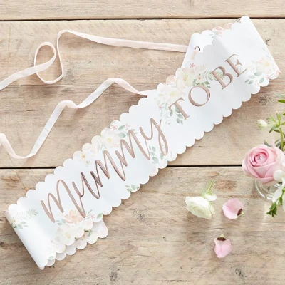 Abbildung von Mummy To Be Roségoldene Schärpe 76x11cm pro Einheit
