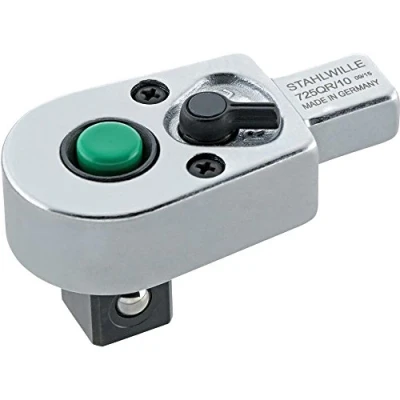 Abbildung von STAHLWILLE 725QR/10 l 1/2“ QR Einsteck Ratsche 9x12 mm Aufnahme zum Einstecken in Drehmomentschlüssel kompakte Bauform Made Germany