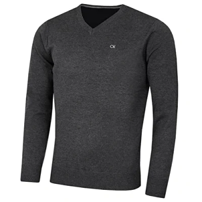 Abbildung von Calvin Klein Herren V Ausschnitt Soft Cotton Pullover Charcoal Marl XXL