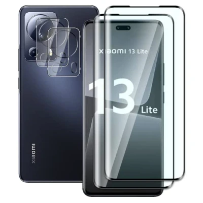 Abbildung von FWang [2+2 Stück] Temperglas Schutzfolie für Xiaomi 13 Lite und Kamera Schutzfolie,3D Volle Bedeckung,9H Härte,kratzfest,blasenfrei,HD Displayschutz