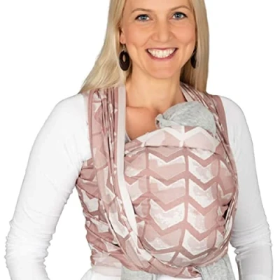 Abbildung von Hoppediz gewebtes Baby Tragetuch ab Geburt, Neugeboren bis Kleinkind, 100% kbA Baumwolle (Bio), Amsterdam rose 5,40 m