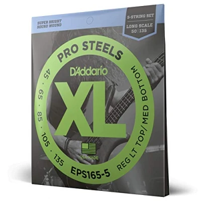 Abbildung von D&#039;Addario E Bass Gitarrensaiten Saiten Bassgitarre Strings Guitar EPS165 5 Saitensatz für Saiter 045&#039; 135&#039;