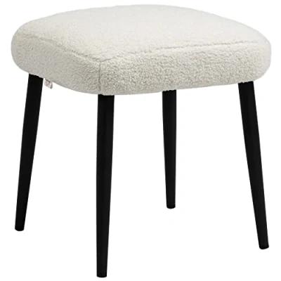 Abbildung von HOMCOM Fußhocker Fußstütze mit Kaschmir Optik, Stahlbeine (Sitzhocker, 1 St., Schminkhocker), für Wohnzimmer, Schlafzimmer
