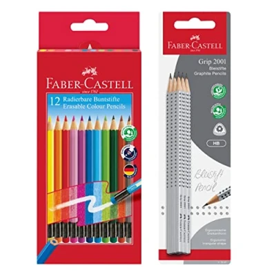 Abbildung von FABER CASTELL 205029 School Set mit 6 Bleistifte Grip 2001, Härtegrad HB und Buntstifte im 12er Kartonetui