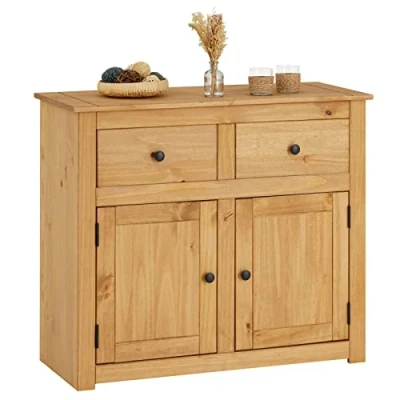 Abbildung von CARO Möbel Kommode CANCUN, Anrichte im Landhaus Stil Kiefer massiv Sideboard mit Schublad