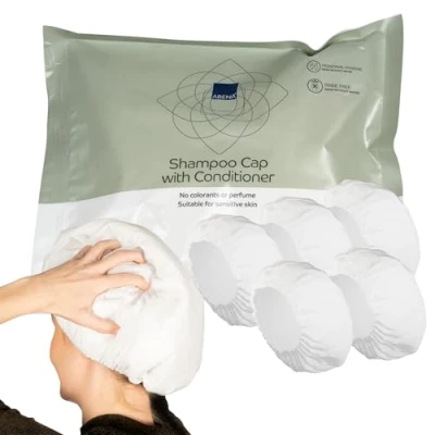 Abbildung von ABENA Shampoo Haube, 5 PACK., Haare Waschen ohne Wasser, Waschhaube mit Conditioner für immobile Menschen auch im Bett, Haarwaschhauben Reisende, Cap empfindliche Kopfhaut.