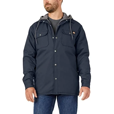 Abbildung von Dickies Herren Fleece Hooded Duck Shirt Jacket with Hydroshield Arbeits Utility Oberbekleidung, Dunkles Marineblau, S