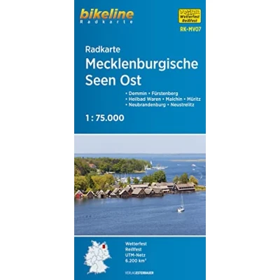 Abbildung von Radkarte Mecklenburgische Seen Ost (RK MV07): Demmin Malchin Müritz Neubrandenburg Neustrelitz Teterow Waren (Müritz) , 1:75.000, ... GPS tauglich mit UTM Netz (Bikeline Radkarte)