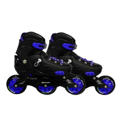 Abbildung von Endless EL1033 Inline Adjustable Skates Large 39 EUR (UK 5.5) 43 9) for 12 Years and Above Blue Aluminium Chassis 100 mm PU Three Wheels with ABEC 9 Bearings Indoor Outdoor