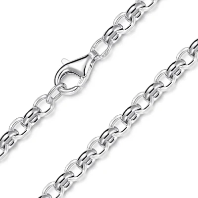 Abbildung von MATERIA by Matthias Wagner Erbskette 925 Silber 4mm Halskette Herren Damen Kette 40 70 cm rhodiniert oval K67, Länge Halskette:45