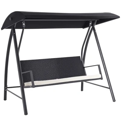 Abbildung von Hollywoodschaukel Gartenschaukel 3 Sitzer mit Dach Schwarz 198x124x179cm