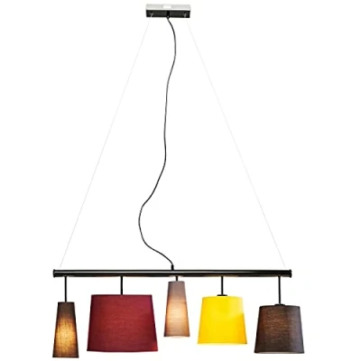 Abbildung von Kare Design Hängeleuchte Parecchi Colore 100, Moderne Stofflampenschirme (Schwarz, Gelb, Grau, Dunkelrot, Braun) Pendelleuchte für Esstisch, Wohnzimmerlampe (H/B/T) 160x107x30cm