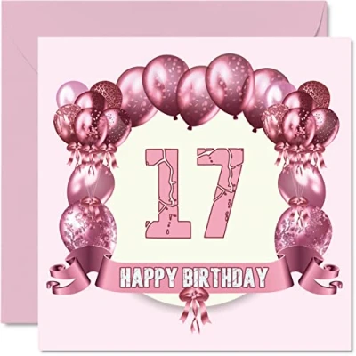 Abbildung von Lustige Geburtstagskarten zum 17. Geburtstag für Mädchen Geburtstagskarte Sohn, Tochter, Bruder, Schwester, Enkelin, Nichte, Neffe, Cousin, 145 mm x Grußkarten,