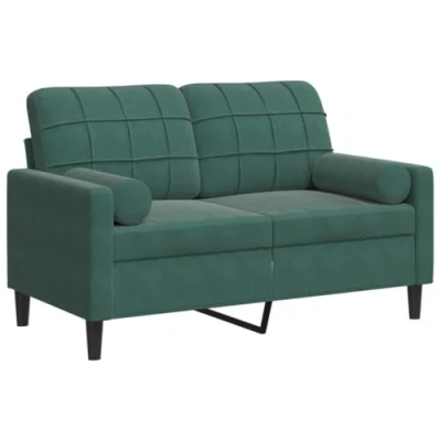 Abbildung von vidaXL Sofa 2 Sitzer, Couch mit Zierkissen Metallgestell, Polstersofa Stoffsofa für Wohnzimmer, Loungesofa Sitzmöbel, Modern, Dunkelgrün Samt