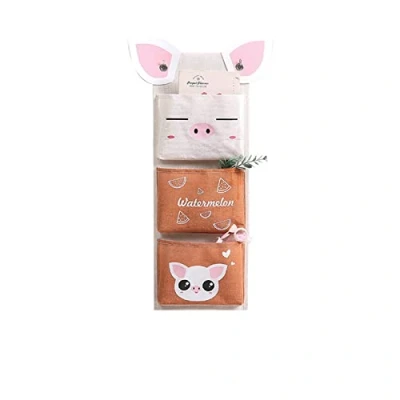 Abbildung von 2er set Hängnde Tasche Aufbewahrungstasche,Organizer Taschen Wand Hängender Aufbewahrungstasche für Kinderzimmer Schlafzimmer,3Taschen/7Taschen (Schweinchen,3 Taschen)