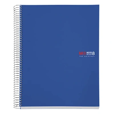 Abbildung von Miquelrius Notebook A4 The Original, 8 coloured stripes, Opaque polypropylene cover, size (210 x 297 mm), 4 Hole punched, 200 sheets of 70 g/m², Grid 5 mm, Blue