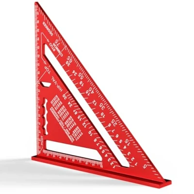 Abbildung von Newaner 180MM Zimmermannswinkel, Metrisches Dreieckslineal aus Aluminium, 90 Grad Verdicktes Dreieck Winkelmesser, Hohe Präzision Schreinerwinkel für Zimmermann, Dachdecker, Ingenieur (Rot)
