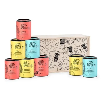 Abbildung von Just Spices Allrounder Gewürzbox I 8 vielseitige Gewürzmixe In hochwertiger Holzbox verschenken