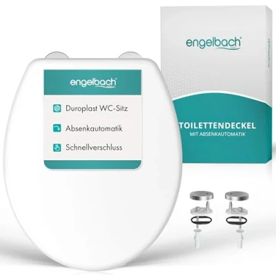 Abbildung von Engelbach® Toilettendeckel mit Absenkautomatik (Einfache Montage) Antibakteriell dank Urea Duroplast Quick Release Funktion Klodeckel, Klobrille, WC Sitz oval