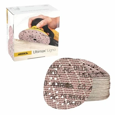 Abbildung von Mirka Ultimax Ligno Ø 125mm Schleifscheiben Klett Multifit/Korn 60/50 Stück/Multi Lochung/zum Schleifen von Holzoberflächen