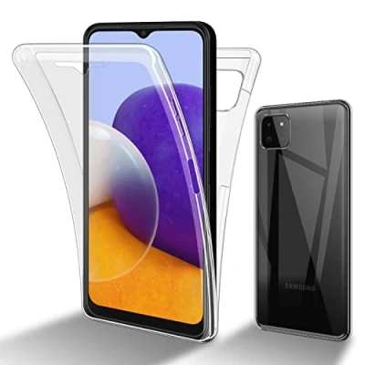 Abbildung von Cadorabo Hülle kompatibel mit Samsung Galaxy A22 5G Schutzhülle TPU Silikon Case 360 Slim Kratzfest Weiche Gummi Rundumschutz für in Transparent