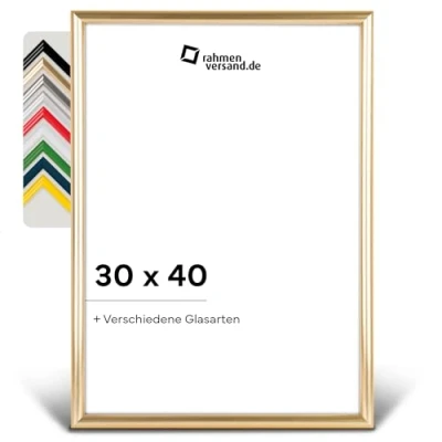 Abbildung von PANORAHMA Bilderrahmen Kunststoff 30 x 40 cm, Gold/Bilder Rahmen zum Aufhängen/Kunststoff mit Echtglas