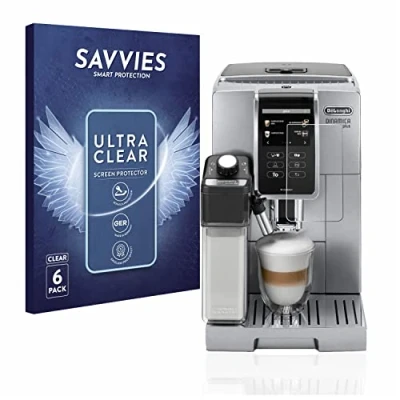 Abbildung von Savvies 6 Stück Schutzfolie für DeLonghi Dinamica Plus ECAM370.95.T Displayschutz Folie Ultra Transparent