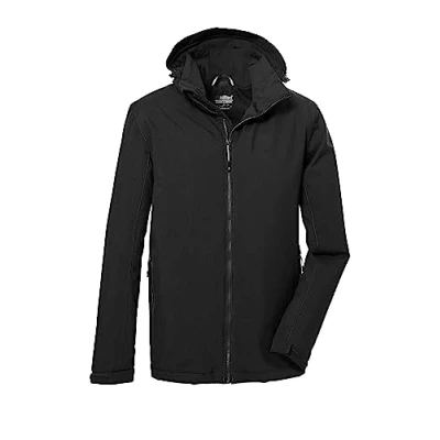 Abbildung von Killtec KOW 22 Funktions MIT Abzippbarer Kapuze Regenjacke / wasserabweisende Jacke, Herren, Größe: Large, Schwarz