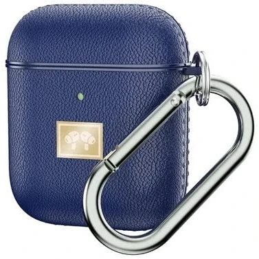 Abbildung von Apple Airpods 1/2 Luxe Kunstleder Hülle Blau