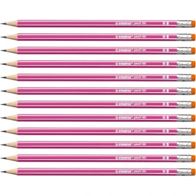 Abbildung von Bleistift mit Radierer STABILO pencil 160 in pink 12er Pack Härtegrad HB