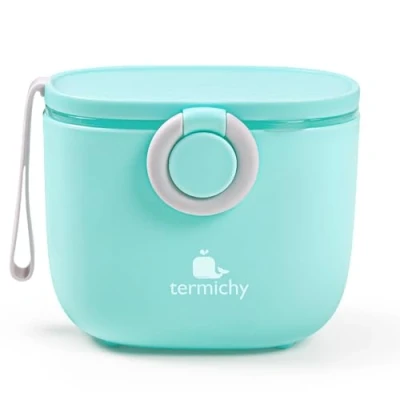 Abbildung von Milchpulver Portionierer, Termichy Spender, 250g luftdichter tragbarer Behälter für Reisen, mit Schaber und Löffel (Blau,1 Stück)