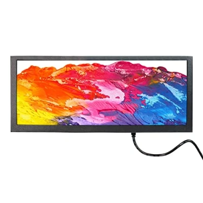 Abbildung von VSDISPLAY Portable Gaming Monitor mit Lautsprechern, 31,2 cm (12,3 Zoll) 1920 x 720 FHD 600 NIT IPS Weit Bar Bildschirm, HDMI USB VGA Videoeingabe, Stromversorgung 12 V DC