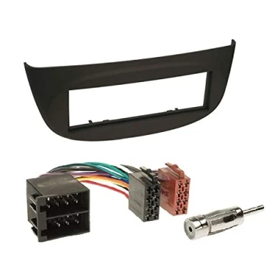 Abbildung von 1 Din Radio Einbauset Blende Radioanschlusskabel Antennenadapter für Renault Twingo II (N) 2007 2014 schwarz