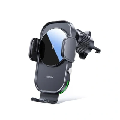Abbildung von Auckly 15W Handyhalterung Auto mit Ladefunktion, [270 Automatische Klemmung],Qi Induktive Ladestation Wireless Charger, Kfz Ladegerät für iPhone 12 13 14 15 16 Serie &amp; Samsung, Schnellladen