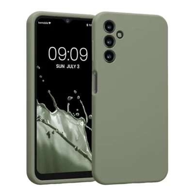 Abbildung von kwmobile Handyhülle kompatibel mit Samsung Galaxy A14 5G Hülle gummierte Handy Case aus Silikon in Graugrün
