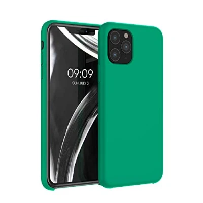 Abbildung von kwmobile Hülle kompatibel mit Apple iPhone 11 Pro Silikon Handy Case Handyhülle weiche Oberfläche kabelloses Laden Smaragdgrün