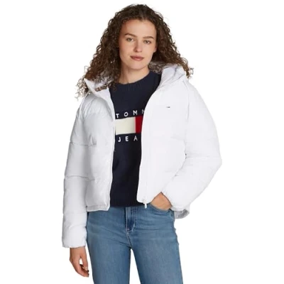 Abbildung von Tommy Jeans Damen Pufferjacke Warm, Weiß (White), L