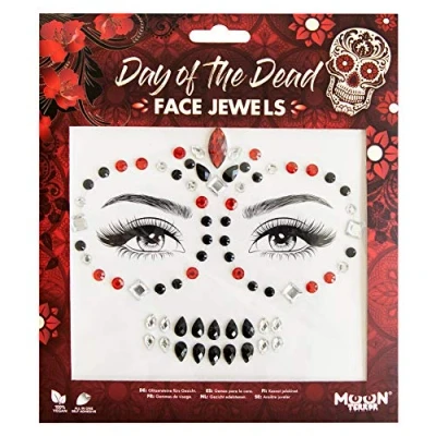 Abbildung von Moon Terror &quot;Face Jewels&quot;, Tag der Toten, Festival Gesichts Körper Edelsteine, SFX, Kristall Make up Augen Glitzer Aufkleber, temporäre Tattoo Juwelen, mit Spezialeffekten (Neon, 1 Stück)