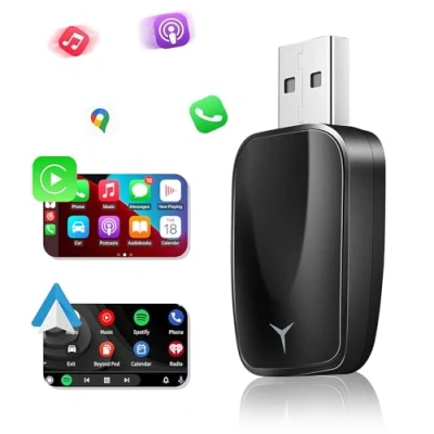 Abbildung von Drahtloser Car Play Adapter, Euakee Kleinster und Schnellster Adapter Easy Plug &amp; wandelt kabelgebundenes in Drahtlosen Dongle für Autos um